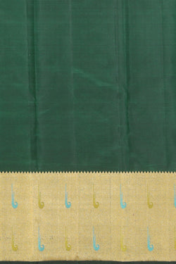 Collection of Kanchipuram Silk Bottle Green Saree in a gallery layout