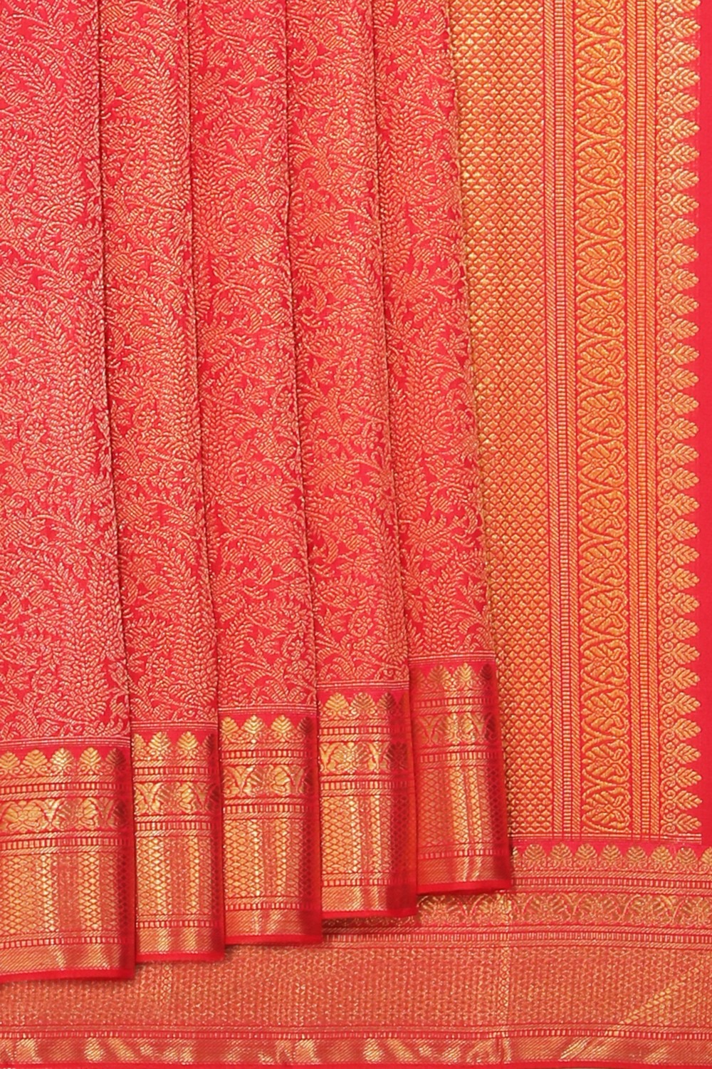 Collection of Kanchipuram Silk Brocade Red Saree in a gallery layout