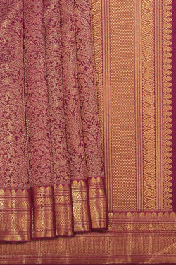 Collection of Kanchipuram Silk Brocade Violet Saree in a gallery layout