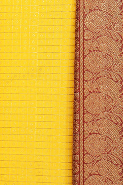 Collection of Kanchipuram Silk Brocade Yellow Saree in a gallery layout