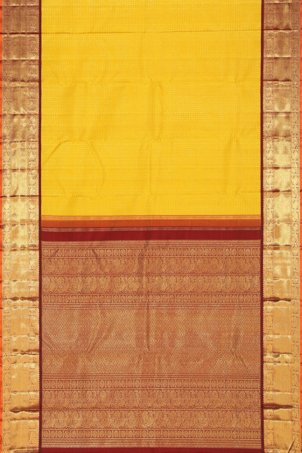 Collection of Kanchipuram Silk Brocade Yellow Saree in a gallery layout