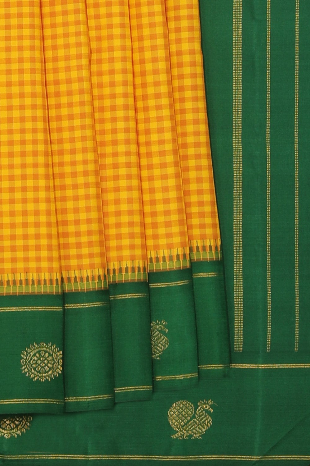 Collection of Arani Silk Yellow Saree in a gallery layout