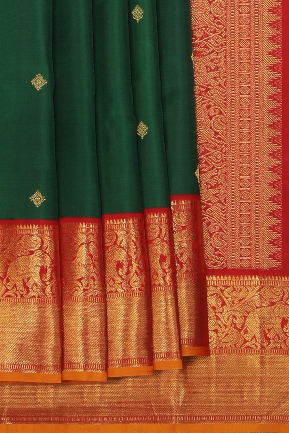 Collection of Arani Silk Green Saree in a gallery layout