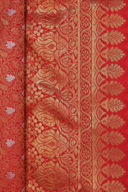 Image of Kanchipuram Silk Brocade Red Saree