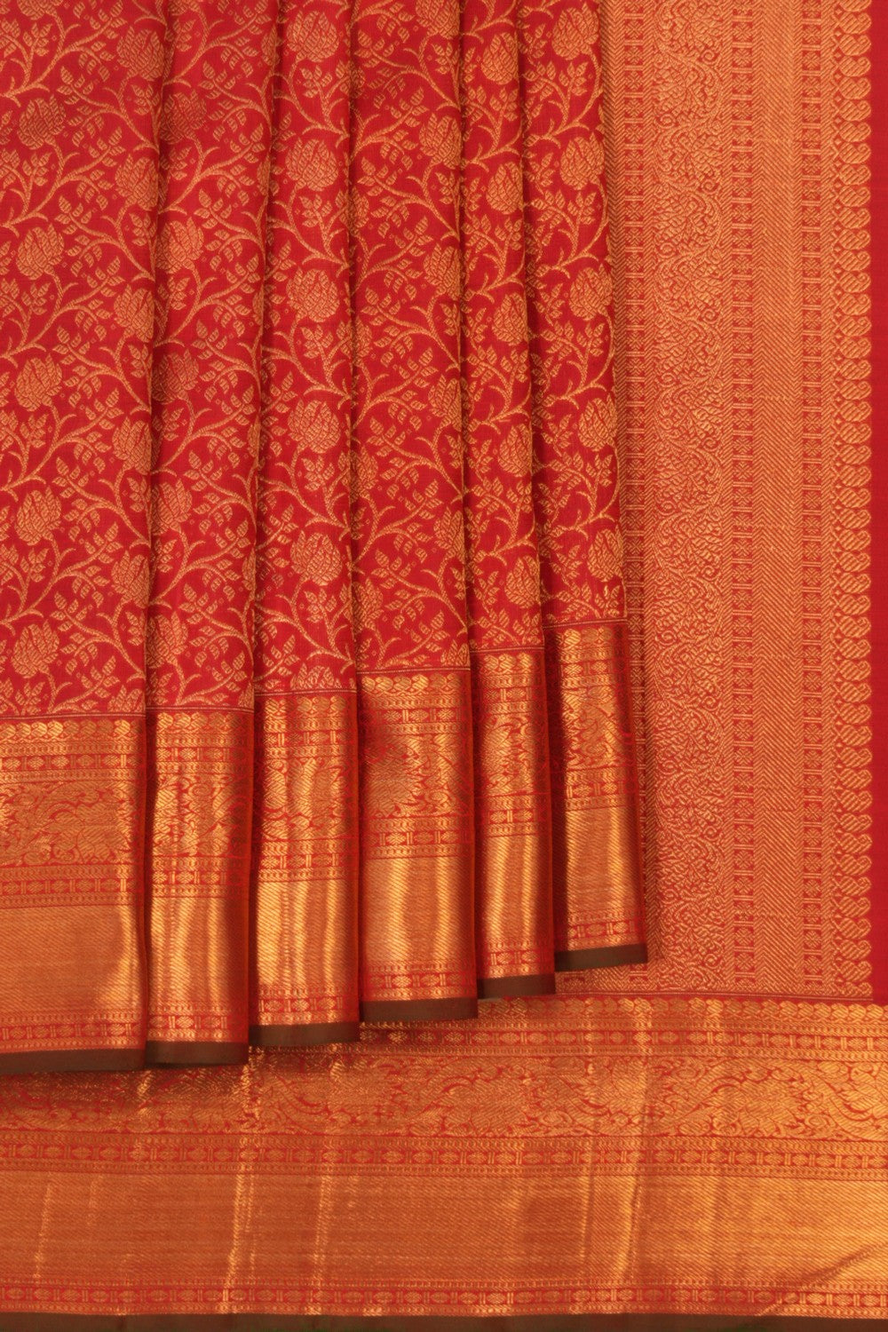 Kanchipuram Silk Brocade Red Saree