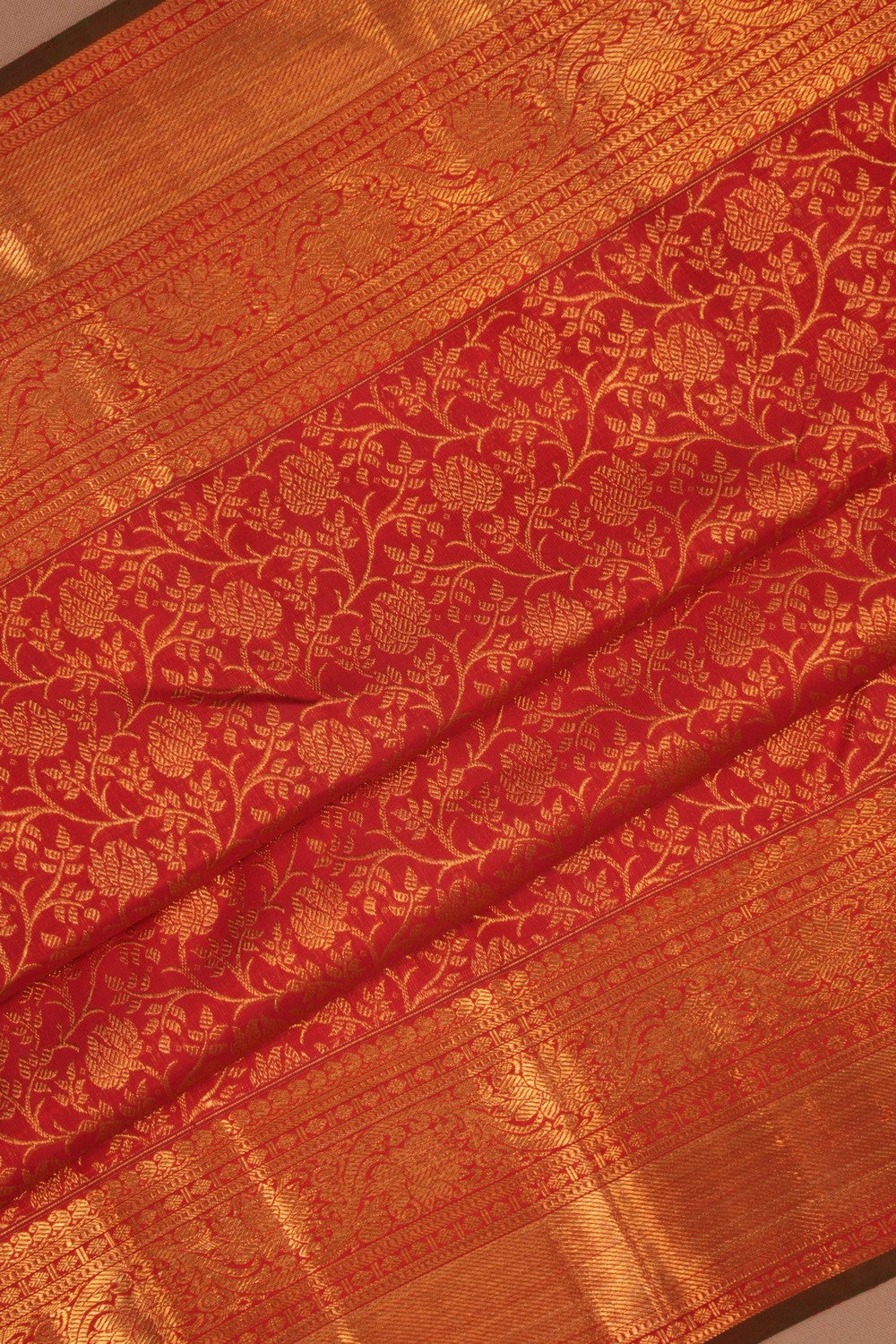 Kanchipuram Silk Brocade Red Saree