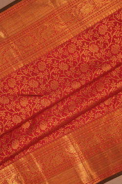 Image of Kanchipuram Silk Brocade Red Saree