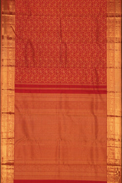 Image of Kanchipuram Silk Brocade Red Saree