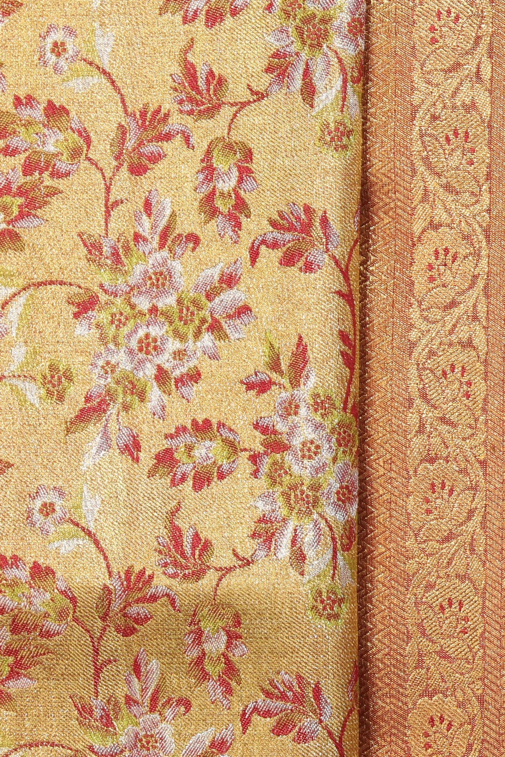 Image of Kanchipuram Silk Brocade Gold Saree