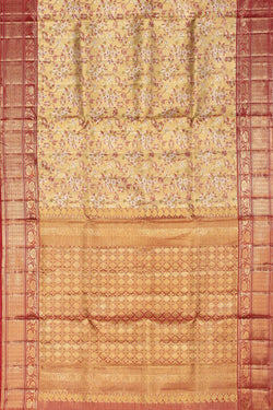 Collection of Kanchipuram Silk Brocade Gold Saree in a gallery layout