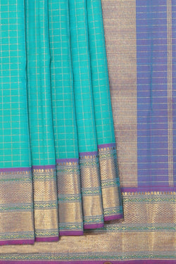 Collection of Kanchipuram Silk Sea Green Saree in a gallery layout