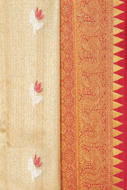 Image of Kanchipuram Silk Brocade Gold Saree