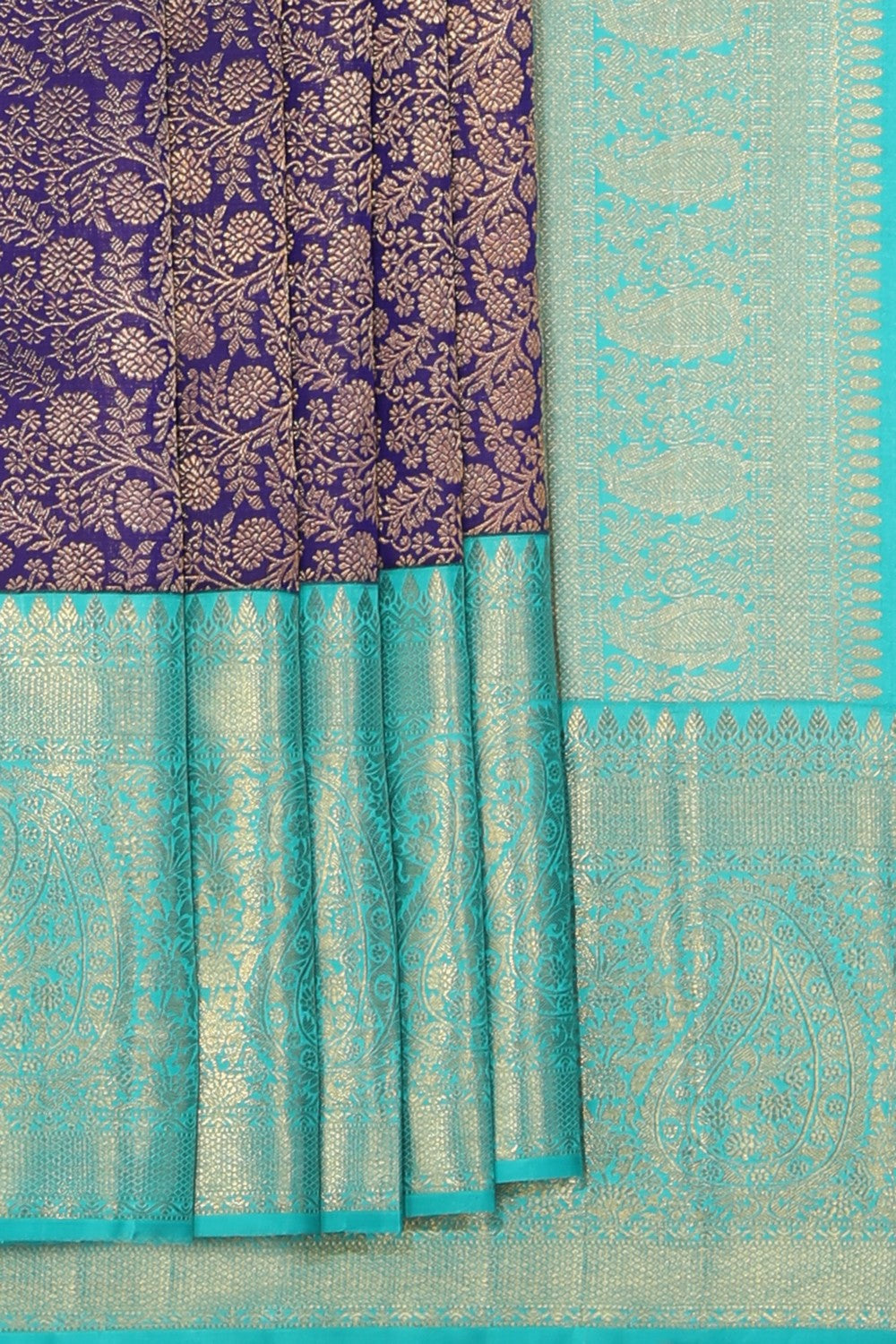 Collection of Kanchipuram Silk Brocade Violet Saree in a gallery layout