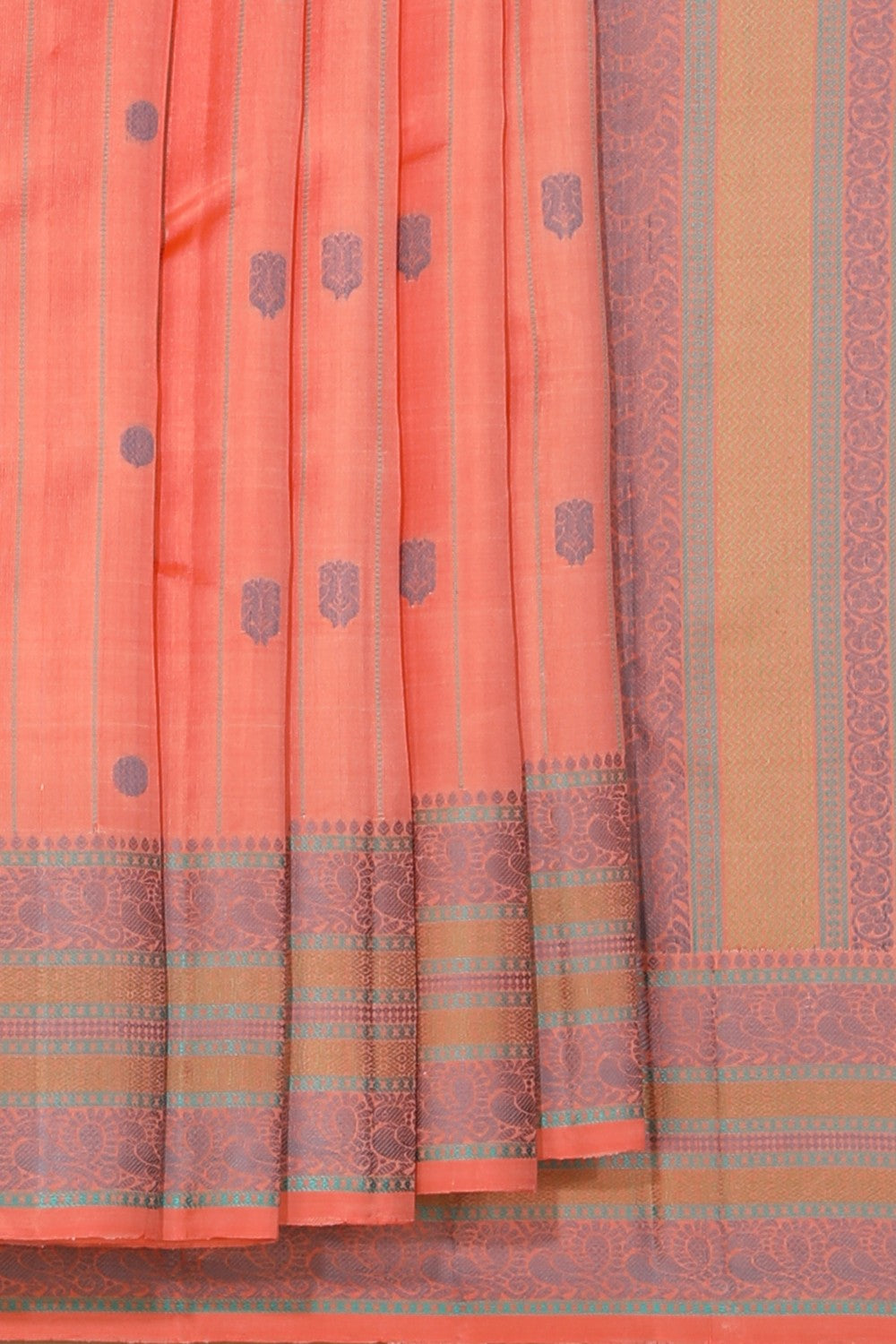 Collection of Kanchipuram Silk Peach Saree in a gallery layout