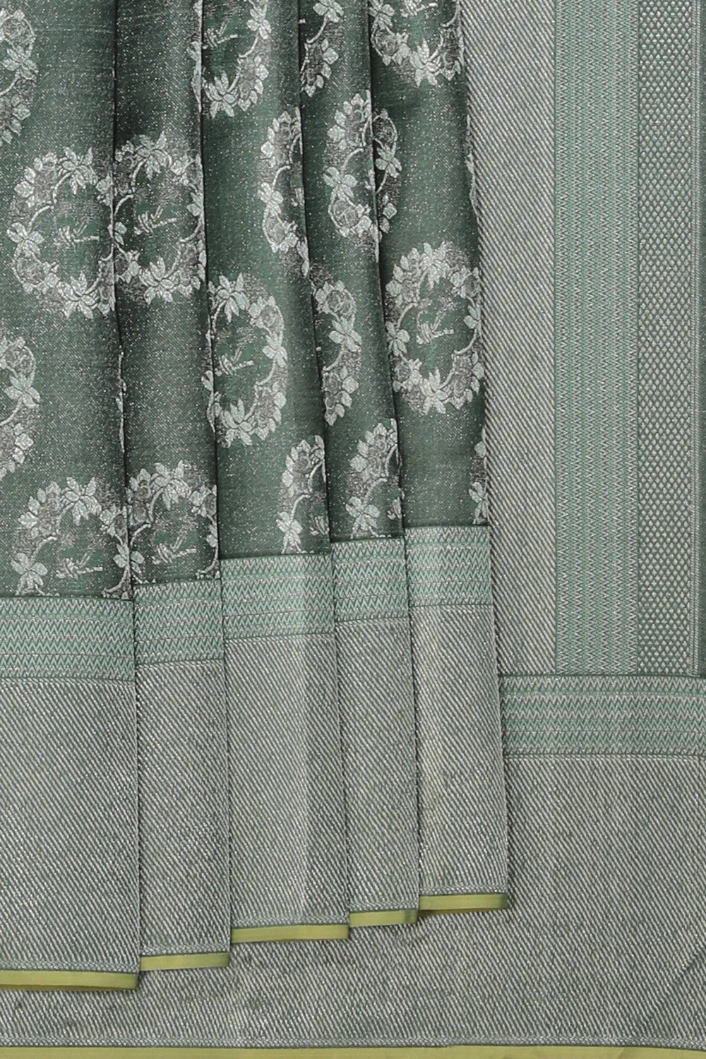 Collection of Arani Silk Bottle Green Saree in a gallery layout