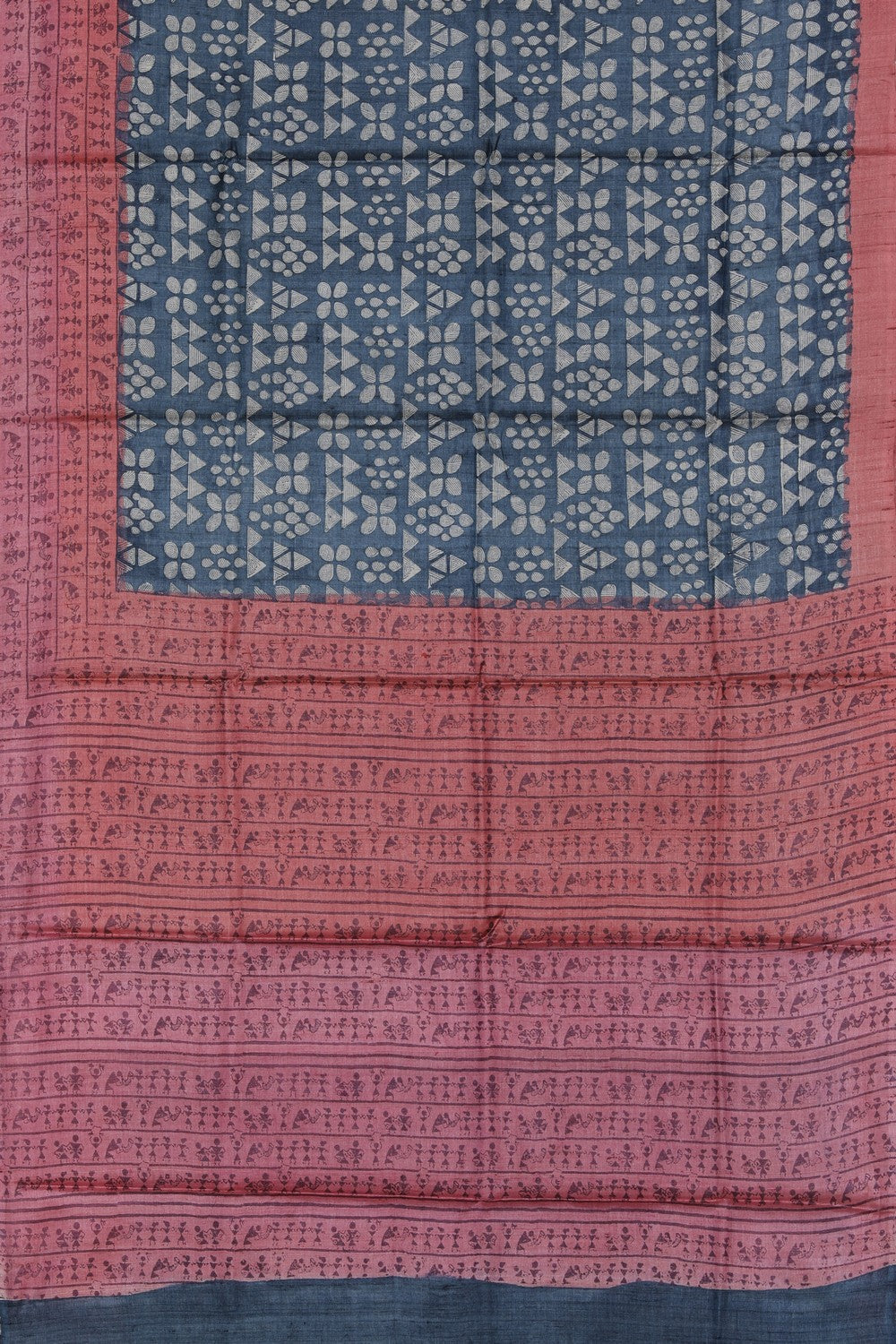 Bhagalpur Tussar Silk Grey Saree