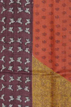 Image of Bhagalpur Tussar Silk Plum Pink Saree