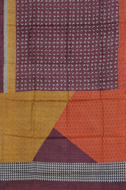 Image of Bhagalpur Tussar Silk Plum Pink Saree