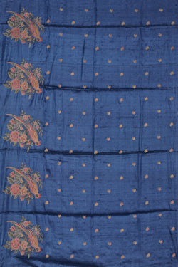 Image of Tussar Silk Blue Saree