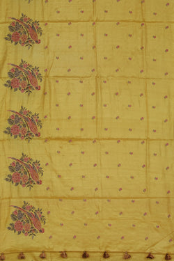 Image of Tussar Silk Yellow Saree