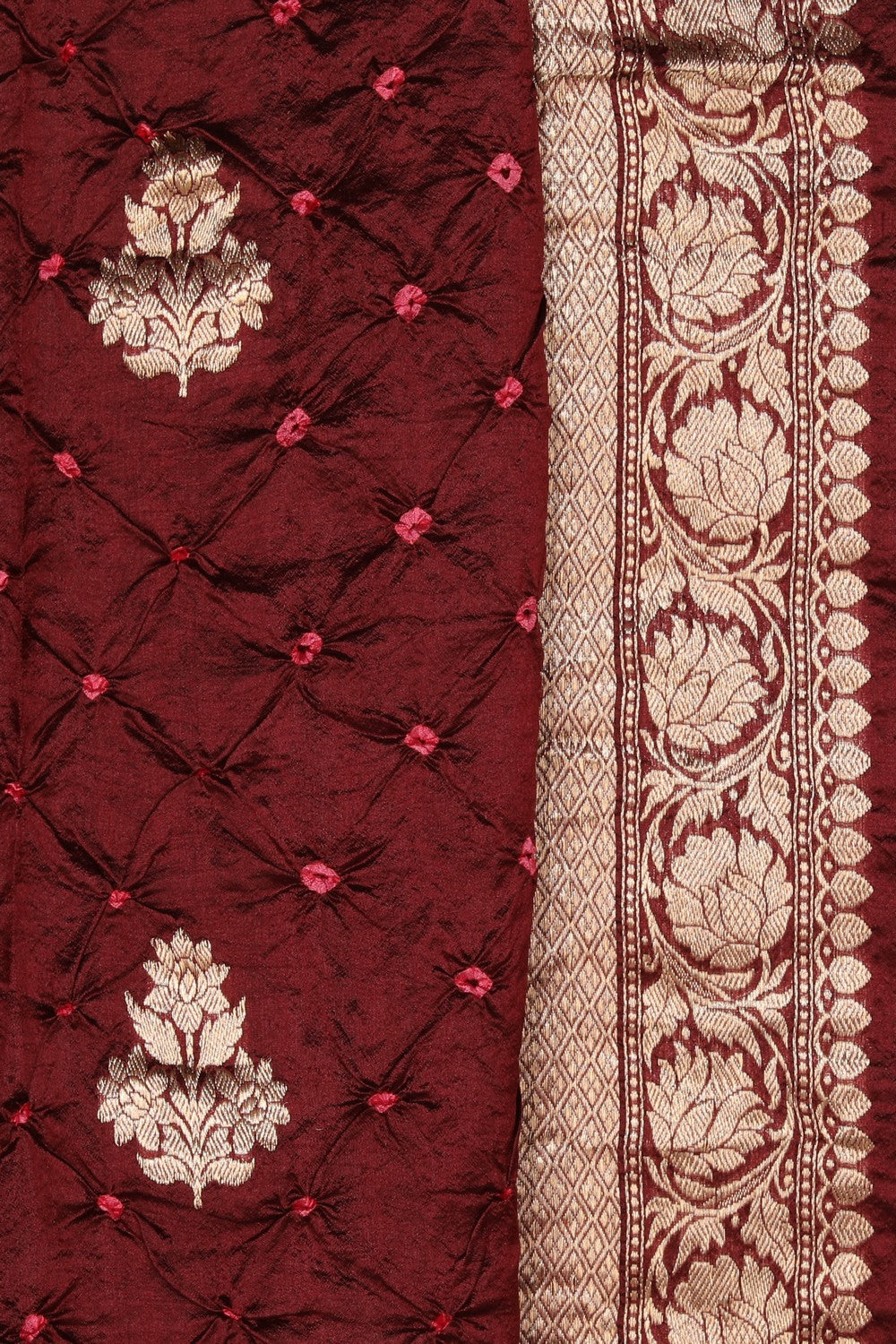 Bandhani Maroon Saree