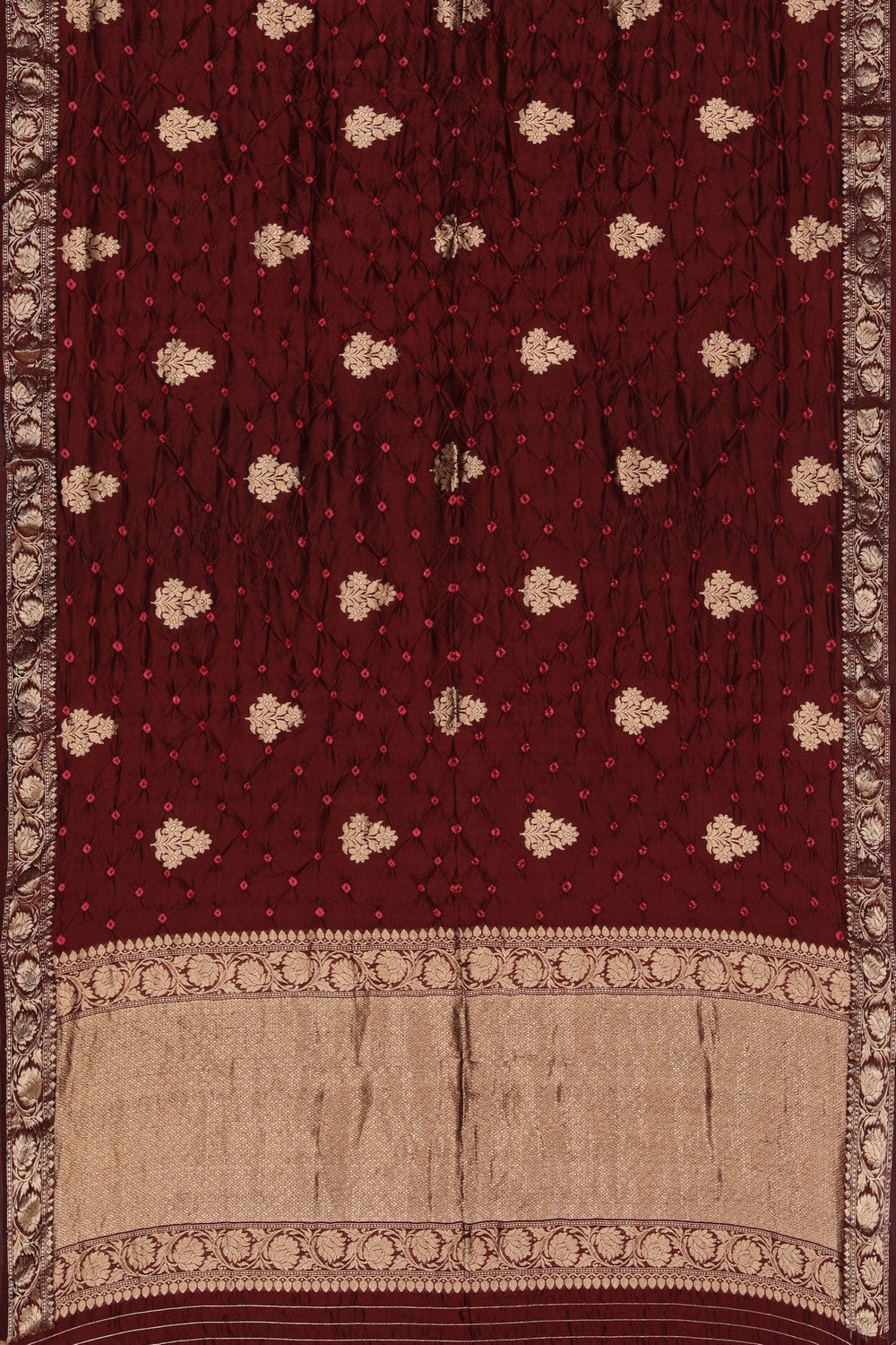 Bandhani Maroon Saree