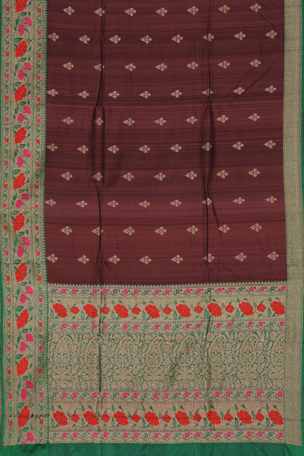 Banarasi Tussar Silk Chocolate Maroon Saree