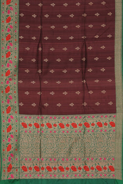 Image of Banarasi Tussar Silk Chocolate Maroon Saree