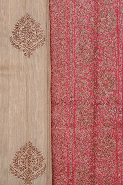 Image of Banarasi Tussar Silk Beige Saree