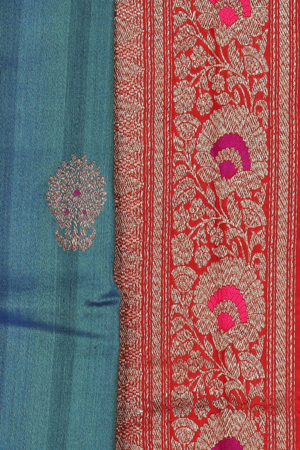 Banarasi Tussar Silk Smoky Blue Saree