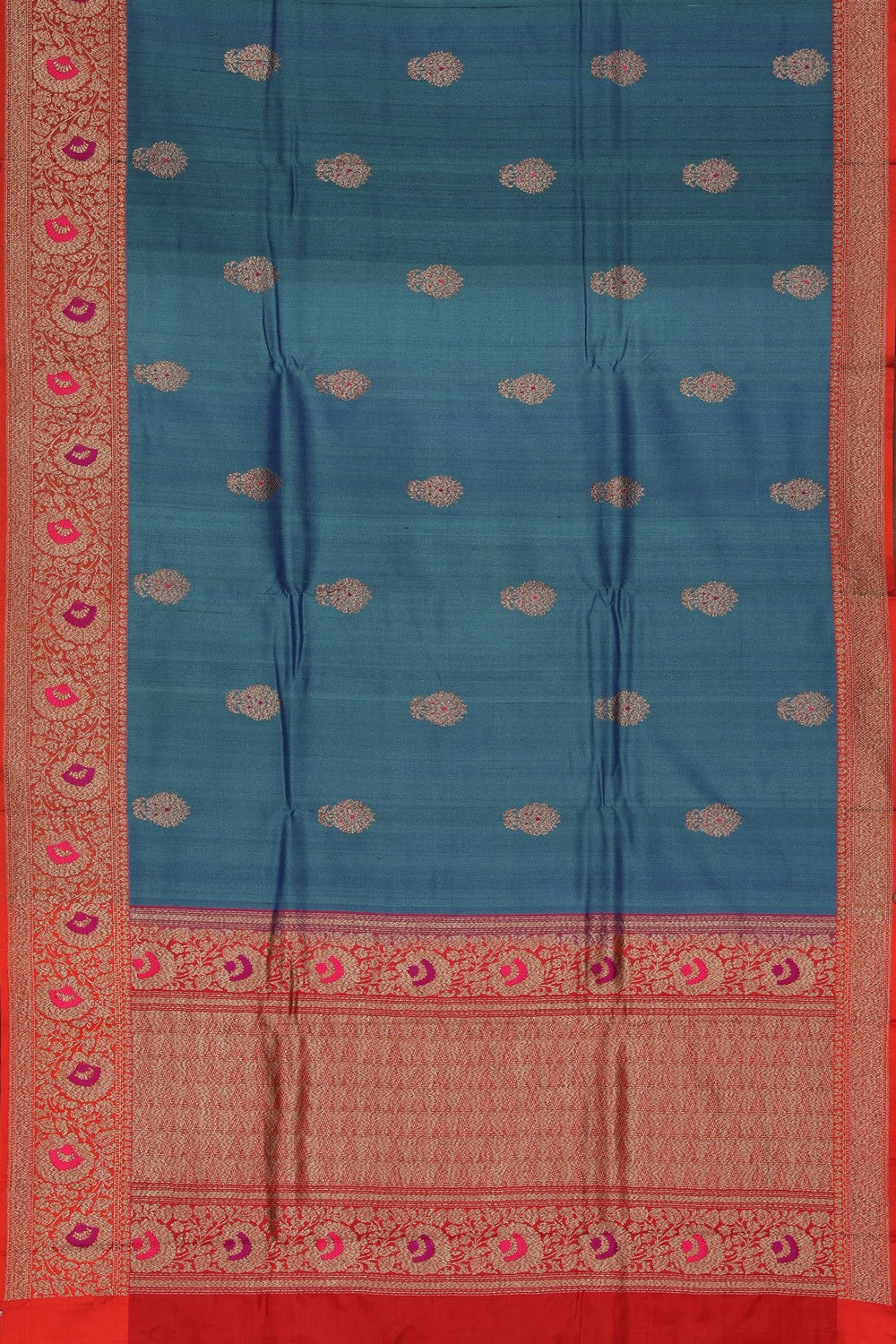 Banarasi Tussar Silk Smoky Blue Saree