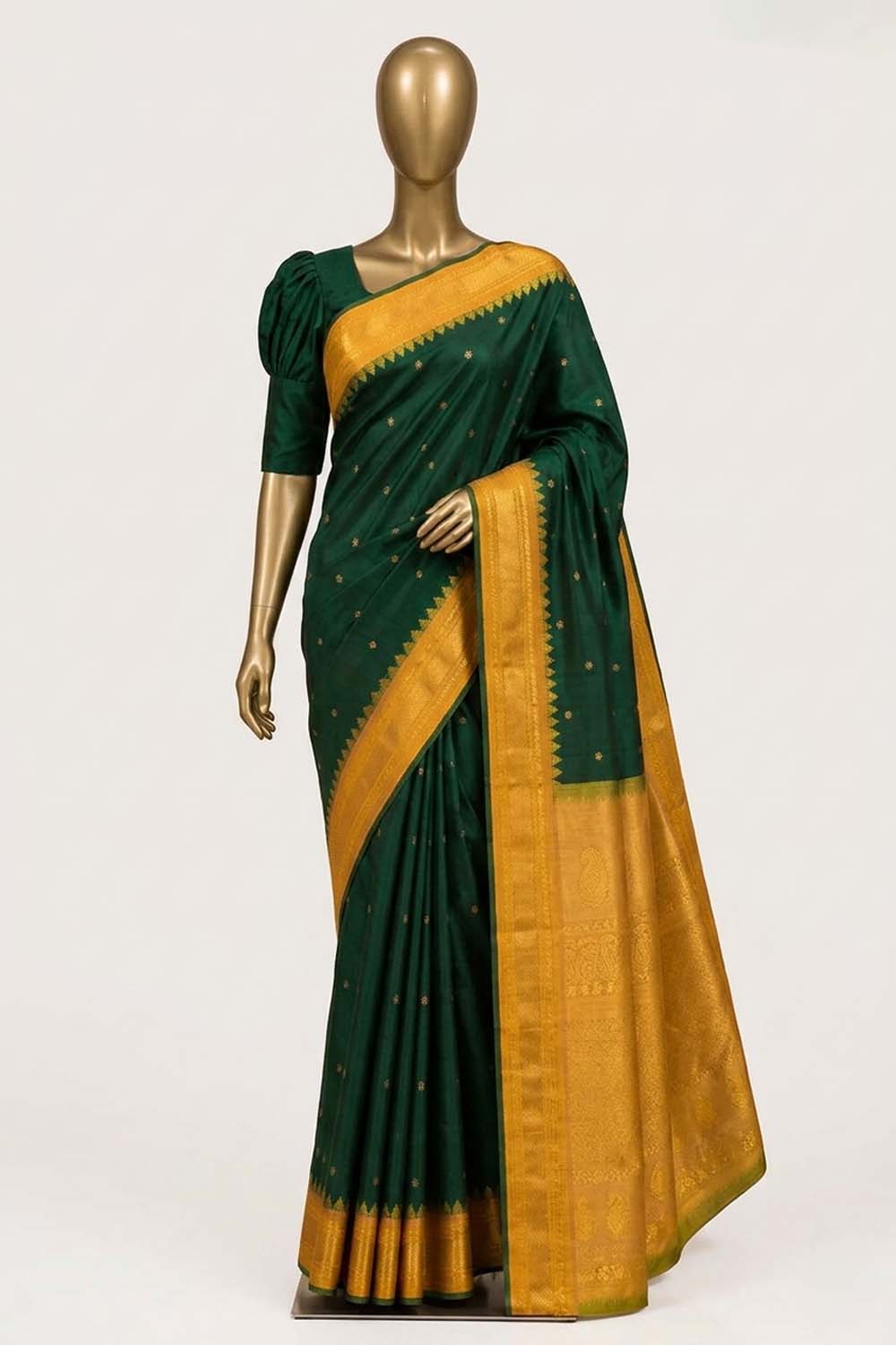 Image of Green Gadwal Silk Saree