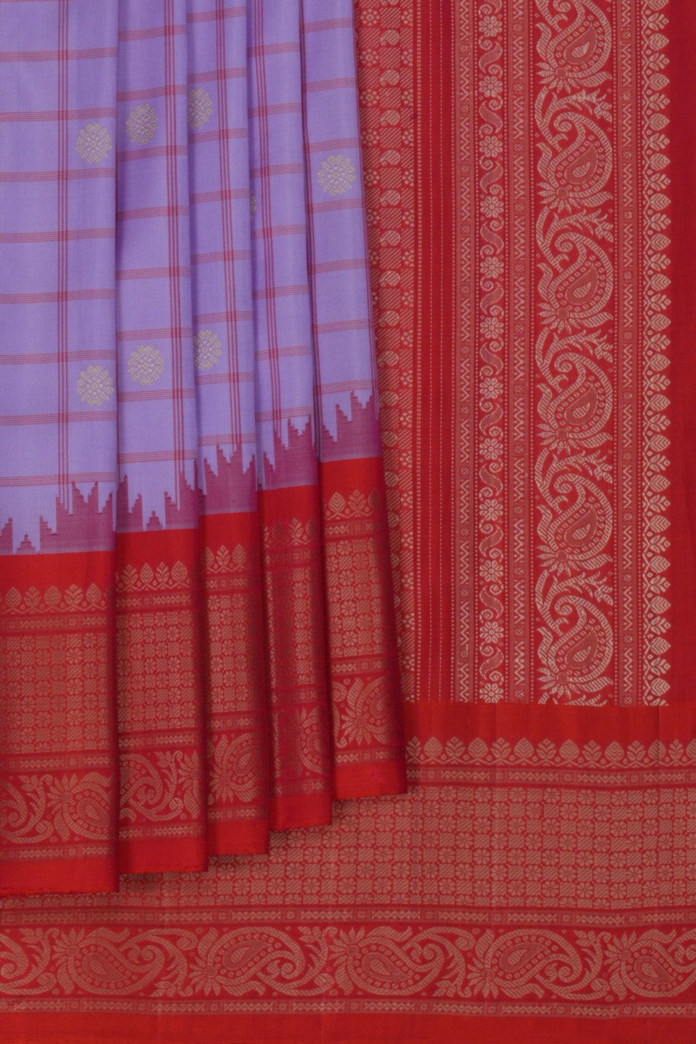 Gadwal Silk Kattam Purple Saree