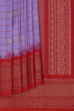 Image of Gadwal Silk Kattam Purple Saree