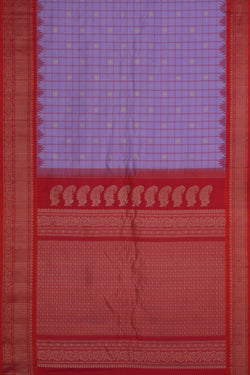 Image of Gadwal Silk Kattam Purple Saree