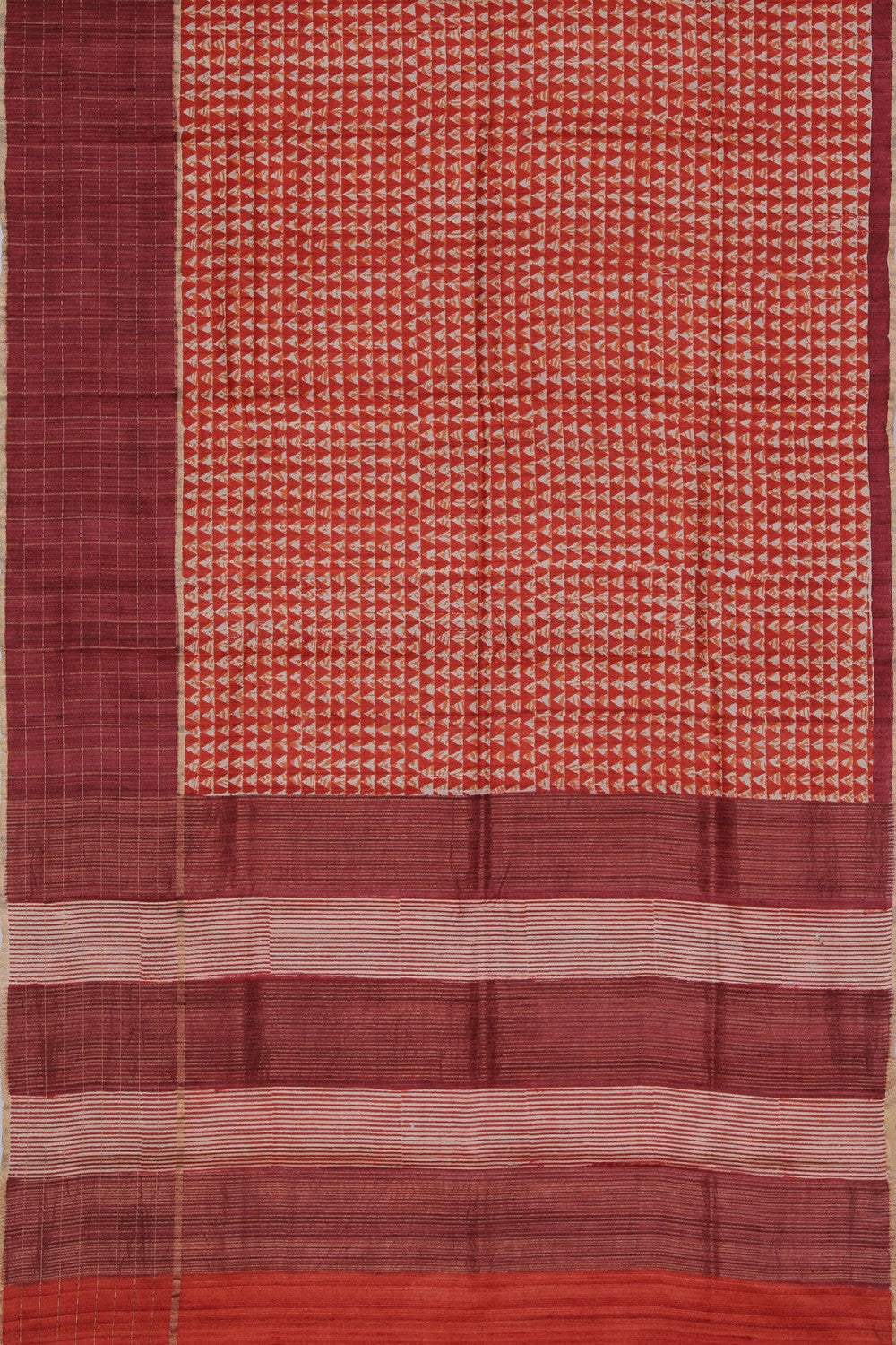 Bhagalpur Tussar Silk Red Saree