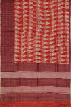 Image of Bhagalpur Tussar Silk Red Saree