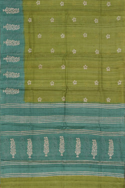 Image of Bhagalpur Tussar Silk Green Saree