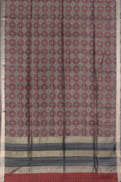 Image of Bhagalpur Tussar Silk Plum-Pink Saree