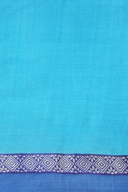 Image of Bhagalpur Tussar Silk Teal Blue Saree