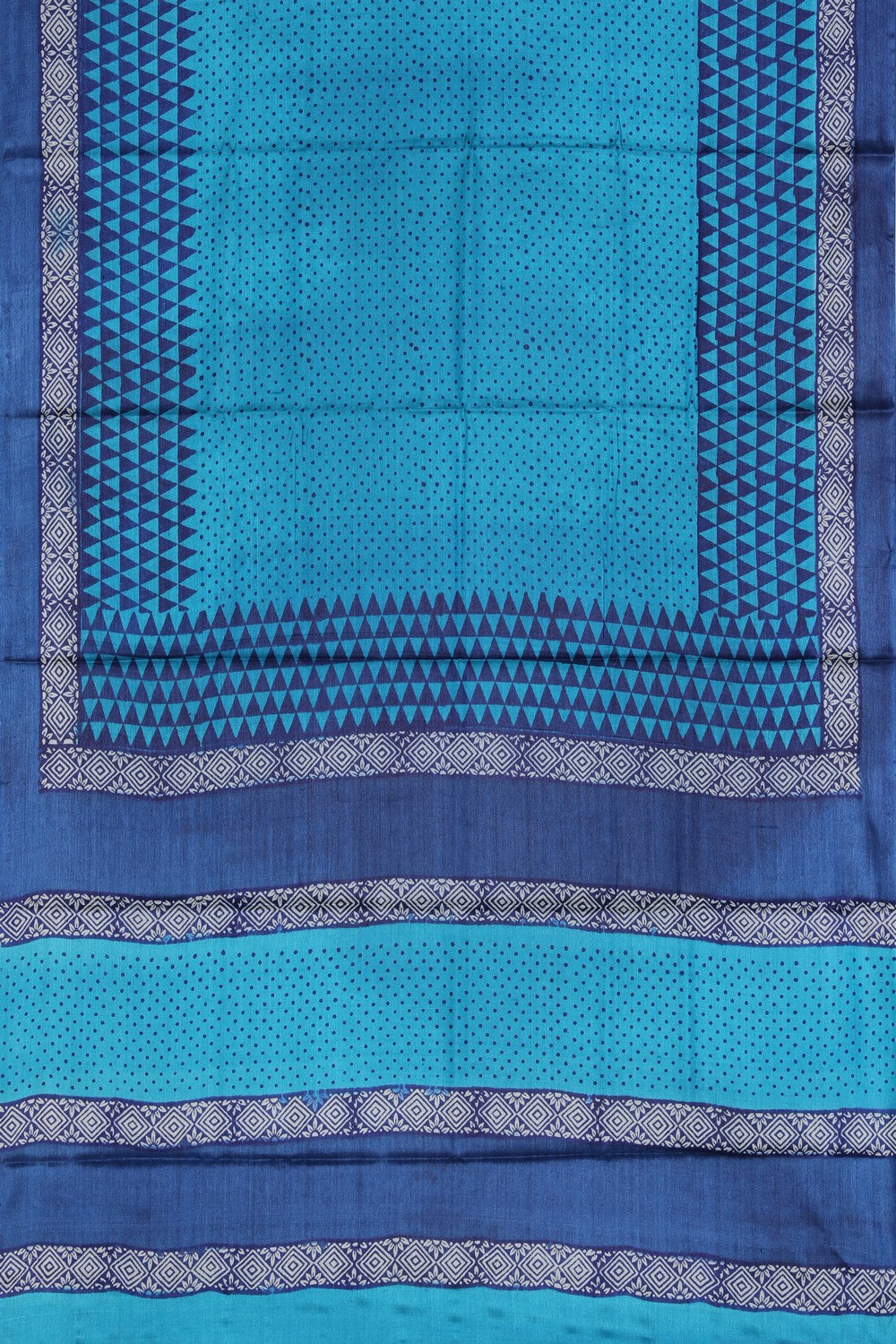 Bhagalpur Tussar Silk Teal Blue Saree