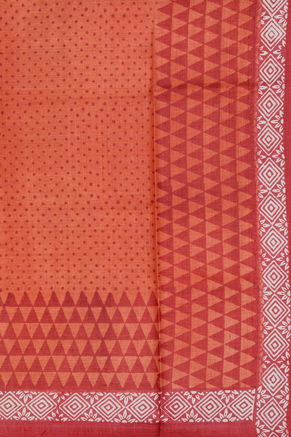 Bhagalpur Tussar Silk Orange Saree