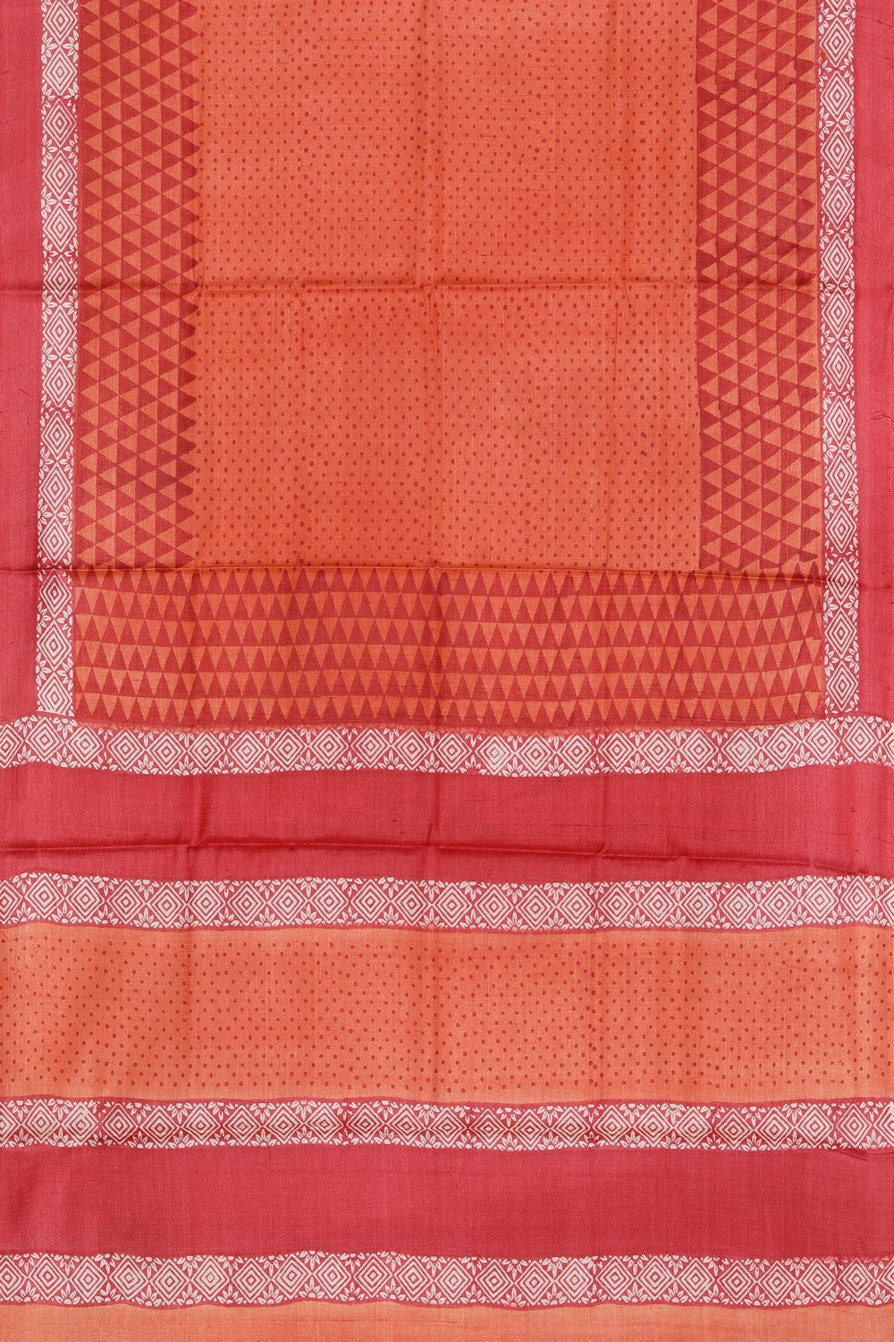 Bhagalpur Tussar Silk Orange Saree