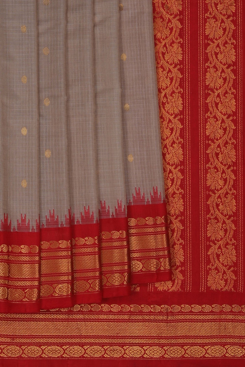 Image of Gadwal Silk Cotton Beige Saree