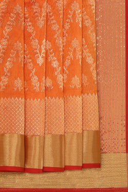 Image of Chanderi Silk Orange Saree