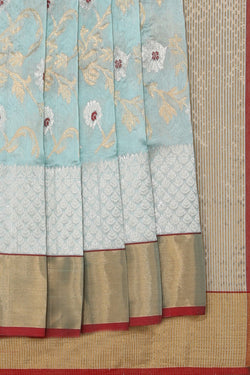 Image of Chanderi Silk Sea Blue Saree