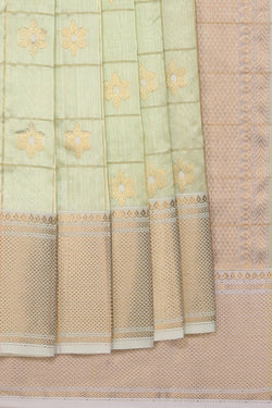 Image of Chanderi Silk Mint-Green Saree