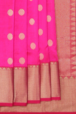 Image of Chanderi Silk Fuchsia Pink Saree