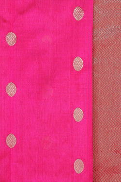 Image of Chanderi Silk Fuchsia Pink Saree