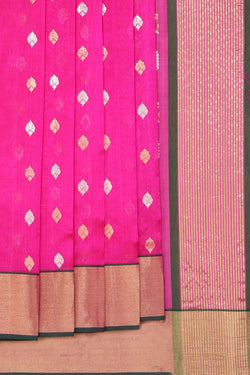 Image of Chanderi Silk Fuchsia Pink Saree